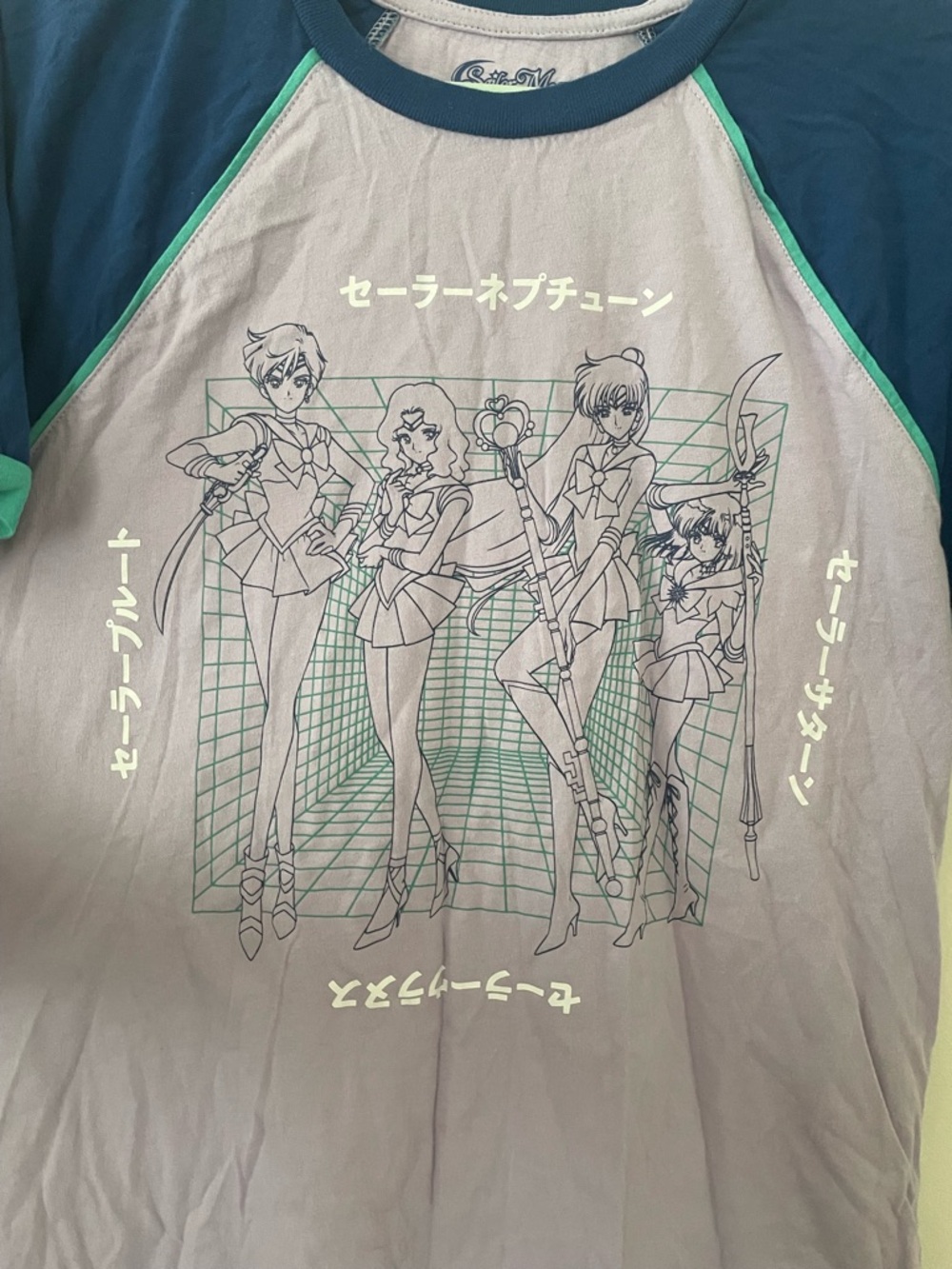 Sailor Moon Lavender Raglan Tee with Navy Sleeves